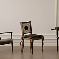 Stylish Single Chair Design With Black Leather Seat And Wooden Frame In Modern Interior