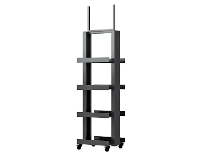Black Multi Tier Display Shelf With Rolling Casters For Retail Storage Use 3d model