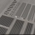 Silver Metal Parts Arrangement With Cylindrical Pieces And Long Strips