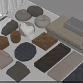 Various Soft Padded Cushions and Seating Poufs in Neutral Tones