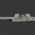 White Stone Paved Platform Design With Interlocking Tiles And Green Plant Decorations
