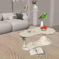 Modern White Sofa and Coffee Table Set with Strawberries Green Plant and Vase in Interior