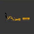 Yellow Construction Excavator And Dump Truck Working On Rocky Grassy Terrain