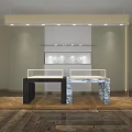 Elegant Modern Jewelry Store Interior With Glass Display Cases And Ceiling Lighting