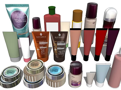 Assorted Perfume Cosmetics Collection With Bottles Jars Tubes And Containers 3d model