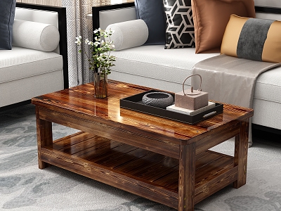 New Chinese Style Coffee Table Solid Wood Coffee Table Carbonized Coffee Table model