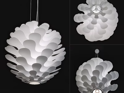 Stylish Unique Shaped Pendant Light With Layered White Petal Design For Modern Interiors 3d model