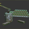 Axe As Traditional Weapon Embedded In Tree Stump With Stacked Firewood Logs And Wooden Blocks
