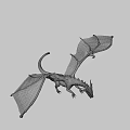 Red Dragon Game And Movie Character With Large Wings Open Mouth Fierce Posture