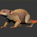 Orange Yellow Mythical Creature 3D Render With Sharp Claws And Pointed Nose