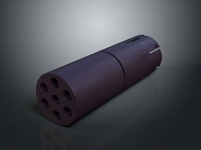 Tactical Dark Cylindrical Weapon With Multiple Holes And Hollow Metal Body 3d model