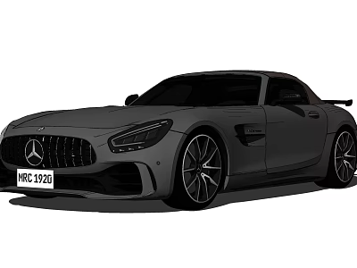 Black Mercedes Two Door Sports Car With Aerodynamic Design And Alloy Wheels 3d model