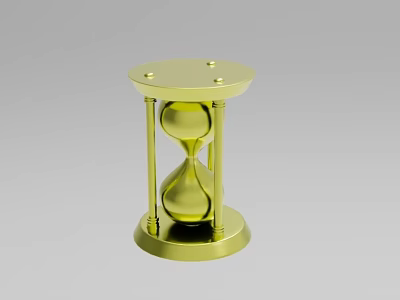 Golden Hourglass Decorative Ornament Set With Metal Frame And Round Base 3d model