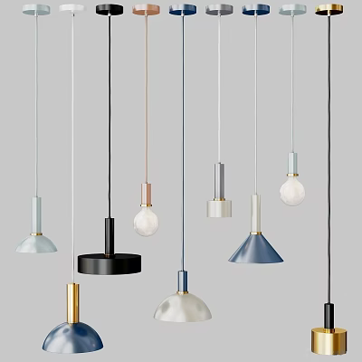 Modern Pendant Lights With Various Shapes Different Colors And Stylish Designs 3d model