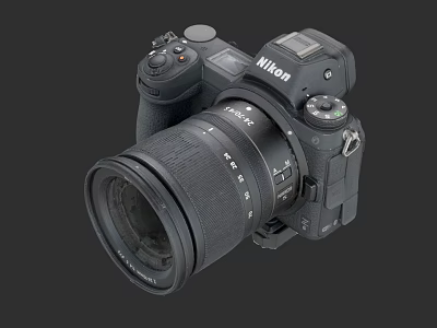 Professional Nikon Digital Camera With Large Lens For Commercial Photography 3d model