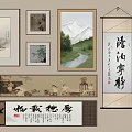 Chinese Traditional Artworks Including Framed Paintings Calligraphy Scrolls And Mountain River Scenery