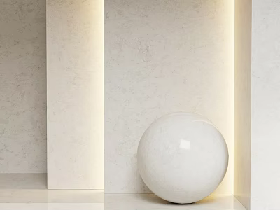 White Sphere Component In Minimalist Interior With Light Colored Walls And Columns 3d model