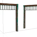 Vintage Wooden Door Arch With Green Decorative Pillars And Classic Design Elements
