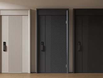 Modern Minimalist Entry Door Middle Ancient Anti-theft Door Top Single Door Sub-mother Door Password Door 3d model