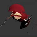Cartoon Style Roman Soldier Game And Movie Character With Red Helmet Shield And Sword