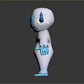 Game Cartoon Character With White Body Blue Horns Face Heart Shaped Belly And Blue Limbs
