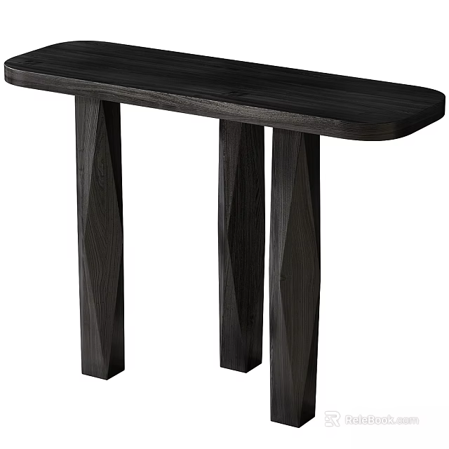 Black Wooden Dining Table With Unique Geometric Legs And Modern Sleek Design 3d model 