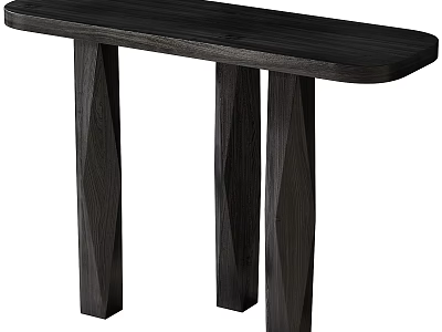 Black Wooden Dining Table With Unique Geometric Legs And Modern Sleek Design 3d model