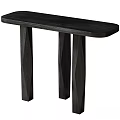 Black Wooden Dining Table With Unique Geometric Legs And Modern Sleek Design