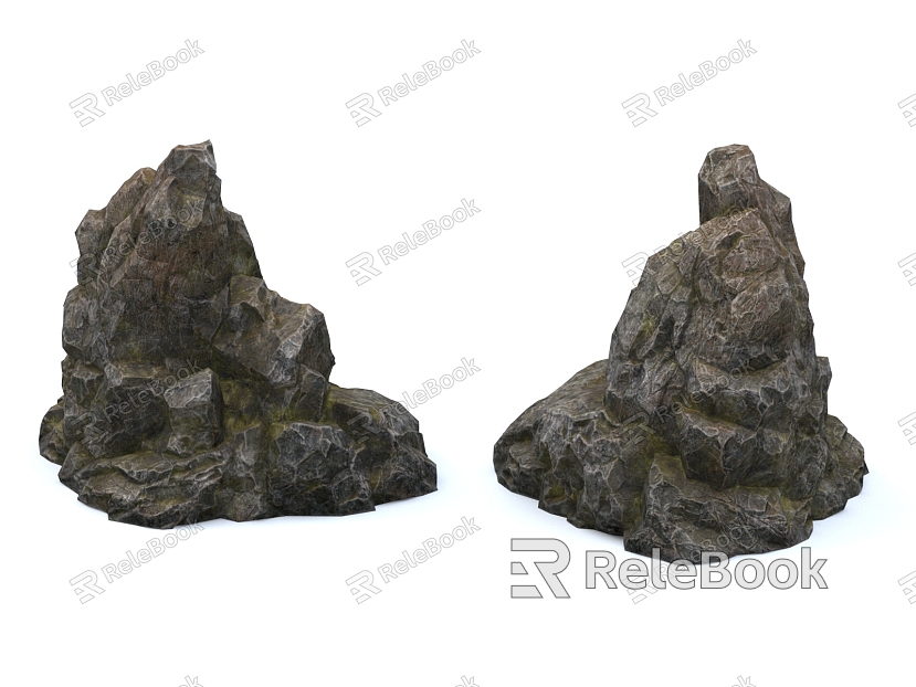 Rock Mountain Rockery Mountain Rock Stone Block Rock Moss Stone Natural Landscape model