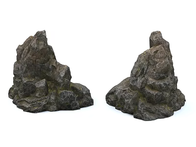 Stone And Wood Decorative Pieces With Natural Rough Texture And Organic Shape Design 3d model