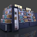Retail Display Shelves With Multiple Tiers And Various Merchandise Arrangement