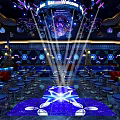 Modern Bar Interior Design With Neon Lights Stage Seating And Lighting Effects 3d model