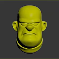 3D Animated Character Head With Bald Features And Serious Facial Expression 3d model