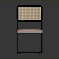 Modern Single Chair With Black Frame Woven Backrest And Pink Padded Seat