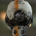 Futuristic Helmet Design Featuring Mechanical Details White Orange Color And Dual View