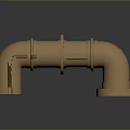 Rusty Industrial Metal Pipe Fitting With Elbow Joint And Flange Connections
