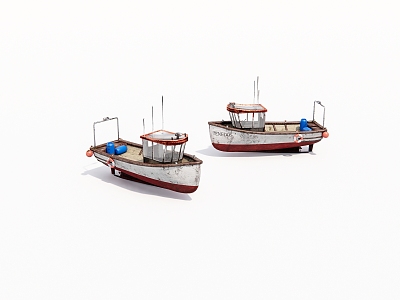 Cartoon old wooden boat 3d model