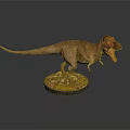 Detailed Tyrannosaurus Rex Dinosaur Model Standing With Open Mouth On Base