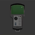 Handheld Device With Silver Metal Casing Green Panel Buttons And Portable Clip