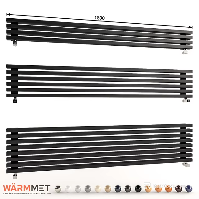 Black Horizontal Radiators With Modern Sleek Design For Home Heating 3d model 