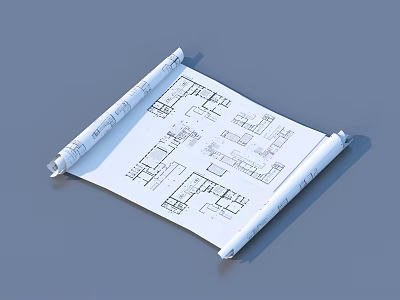 Unfolded Architectural Blueprints With Detailed Floor Plans And Layout Design 3d model