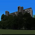 Modern Multi Story Residential Building With Balconies Surrounded By Green Trees Blue Sky And Car