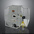 Industrial Testing Equipment With Transparent Enclosure Control Panel And Tripod Mounted Instrument