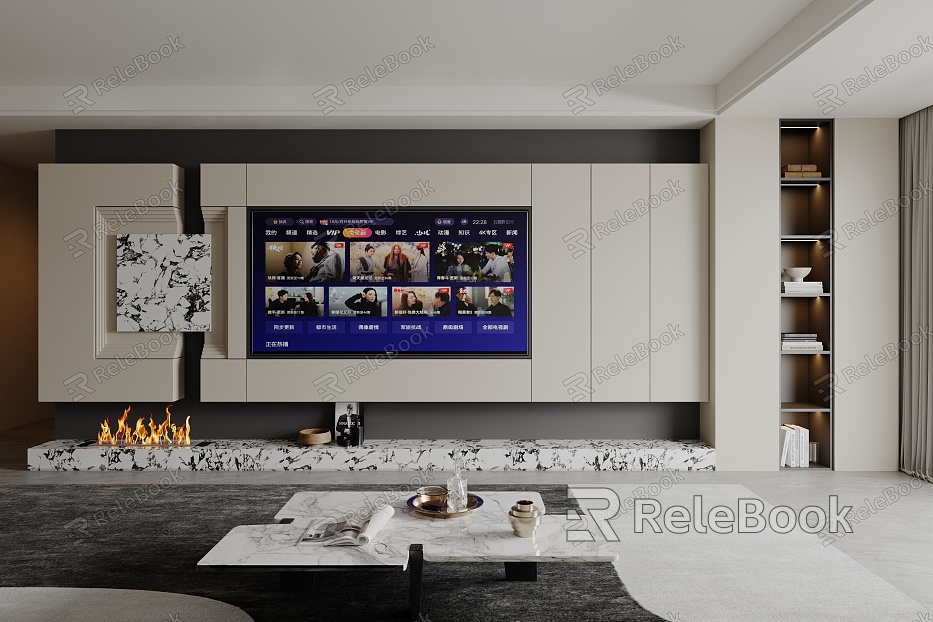 Modern living room TV background wall model