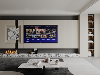 Modern living room TV background wall model