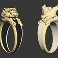 Exquisite Golden Jewelry Rings With Detailed Leopard And Dragon Designs And Metallic Luster