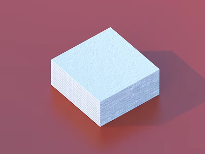 Stacked White Paper Towels as Essential Household Item on Red Background 3d model