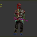 Game And Movie Character In Green And Brown Tactical Armor With Helmet Holding Decorated Weapon