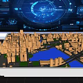 Urban Planning Sand Table With Holographic Projection And Digital Data Interface 3d model