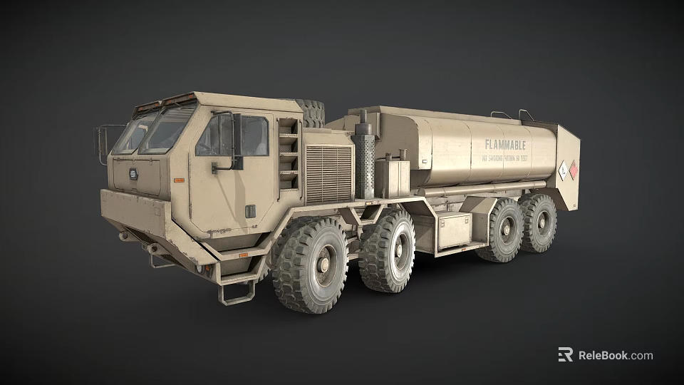 Military Green Heavy Duty Multi Wheeled Tanker Truck For Flammable Cargo 3d model 